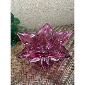 Vintage Josef Hospodka For Chribska Glassworks Art Glass Star Flower Bowl
